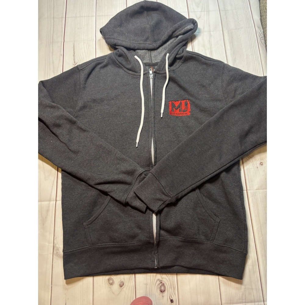 MJ The Musical Broadway Merchandise Zip Up Hoodie Sweatshirt Grey Medium